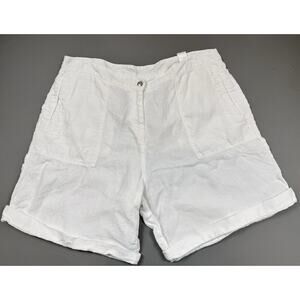 100% Linen White Shorts Womens US 16  6.5 In Inseam Poetry